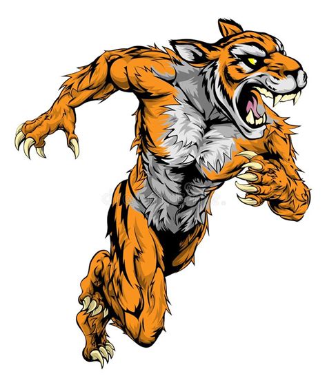 Tiger Sports Mascot Running Stock Vector Illustration Of Creature