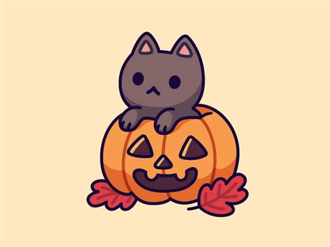 Pumpkin Kitty Cute Cartoon Drawings Cute Halloween Drawings Cute