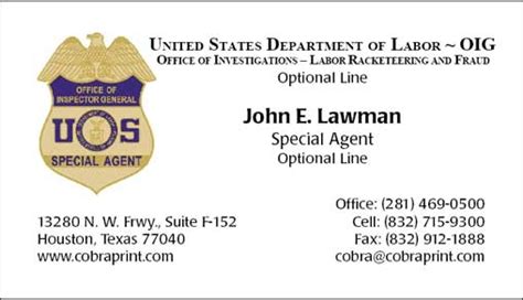 Cobra Printing And Productions Dol Business Cards