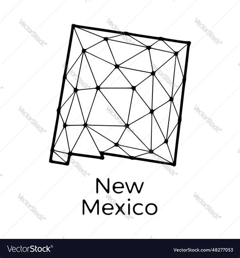 New Mexico State Map Polygonal Made Of Lines And Vector Image