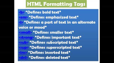 Lesson 09 Html Formating Tags Html Sahalsoftware Youtube