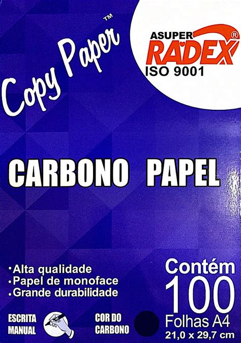 Papel Carbono A4 Azul C100 Folhas Radex Papelaria Zap Ltda Muito