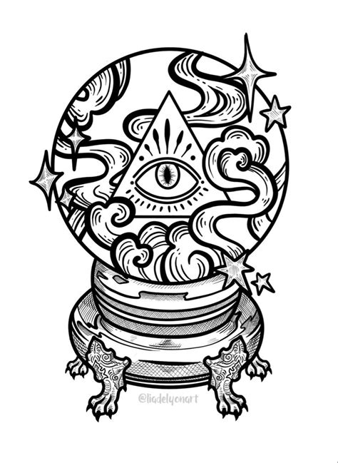 Crystal Ball In 2023 Crystal Ball Tattoo Crystal Tattoo Coloring Pages