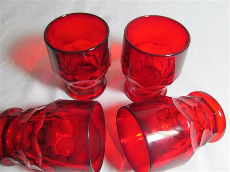 Viking Glass Ruby Red Georgian Honeycomb 8 Oz Tumblers Set Of Etsy