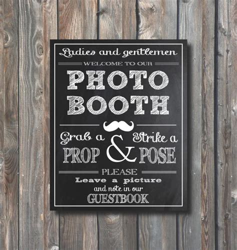 Wedding Photo Booth Signguestbook Sign Printable Photo Booth