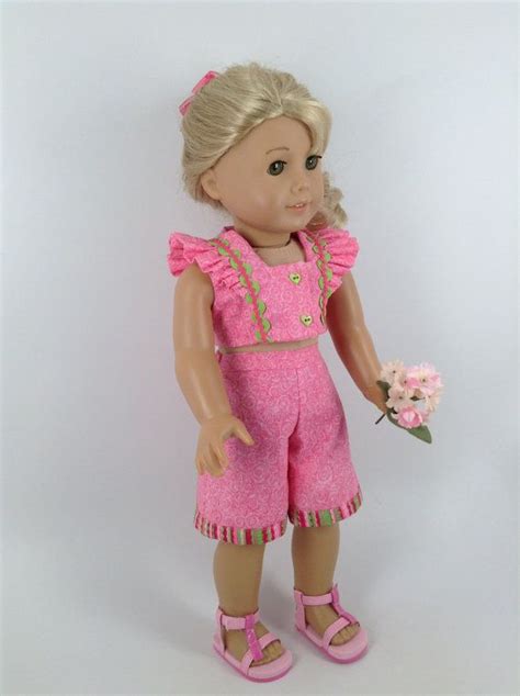 summer sale american girl 18 inch doll clothes 1940 s three piece playsuit in pink