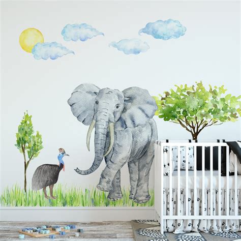 Elefant Kinderzimmer Wanddeko Tier Wandtattoo für Kinder Etsy