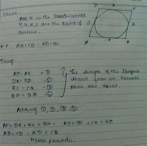 a quadrilateral abcd is drawn to circumscribed a circle prove that ab cd ad bc