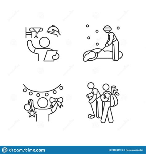 Easy Jobs for 16-year-olds Linear Icons Set Stock Vector - Illustration