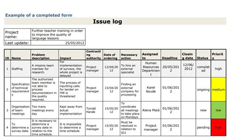 Issue Log Templates Free Printable Word Excel PDF Formats Examples Samples Forms
