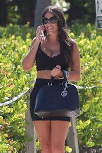 Claudia Romani In Lacy Black Bralet And Tight Mini Skirt In Miami