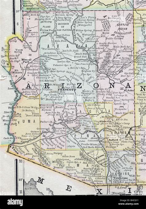Arizona North America Map 1935 Atlas United States Southwest 14 X 11
