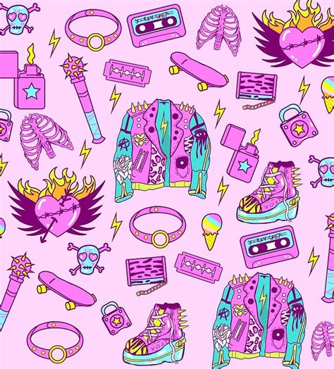 Pink Punk Girly Pattern Pattern Art Witchy Wallpaper Art