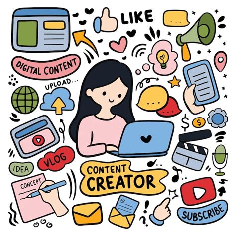 Kawaii Dibujado A Mano Creador De Contenido Marketing Digital Vlog