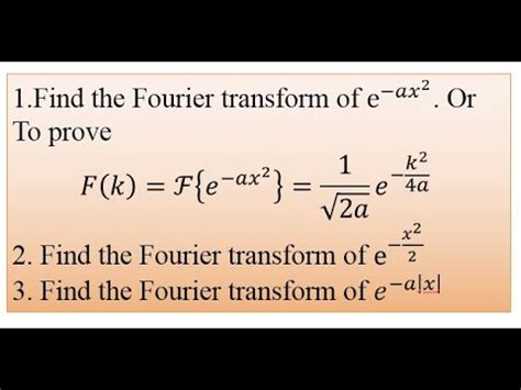 Fourier Transform Of Exp Ax Fourier Transform Of Exp A X Youtube