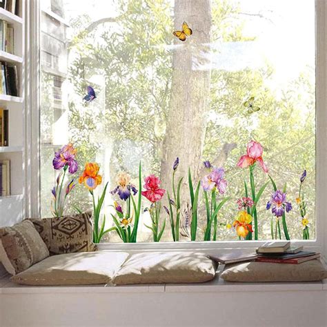Winston Porter Garden Flower Window Clings Double Sided Iris Daffodil