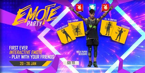 free fire emote party event check out the legendary emotes and rewards