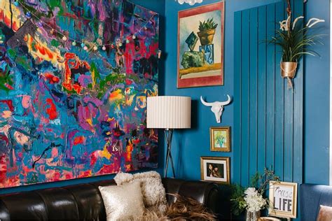 Dark Maximalist Blue Living Room Eclectic Cosy Lily Sawyer Photo Dark