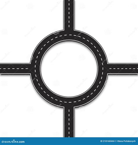 Road Circle Intersection Empty Roundabout Road Crossroads Of Four