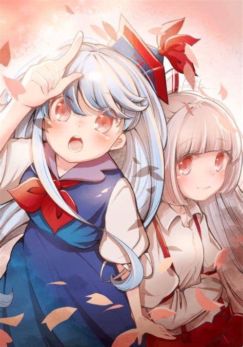 Fujiwara No Mokou And Kamishirasawa Keine Touhou Drawn By Rrrko Danbooru