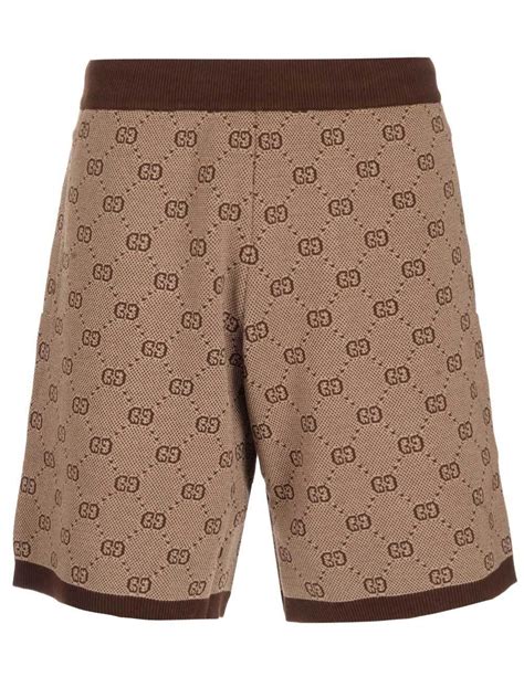 Gucci Gg Patterned Knit Shorts In Beige Modesens Logo Knit Knit