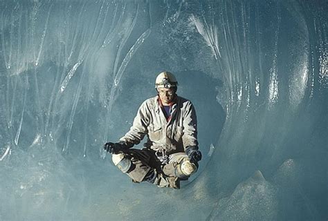 Men Mediating In Ice Cave Awesome Ice Cave Crystal