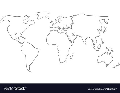 Simplified World Map Divided To Continents Simple Vector Image On