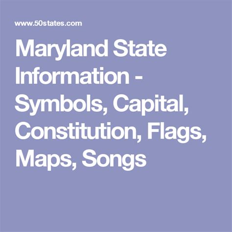 Maryland State Information Symbols Capital Constitution Flags