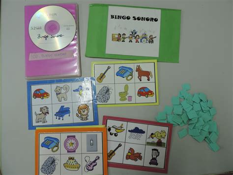 Audição bingo sonoro Educação infantil Escola Atividades criativas