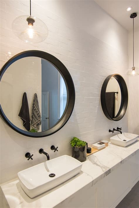 Shop allmodern for modern and contemporary vanity mirrors to match your style and budget. double vanity, black round mirror | Living room tv wall ...