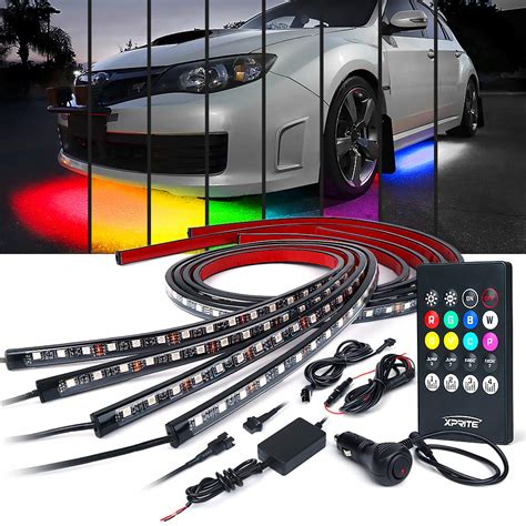 Xprite Car Underglow Neon Accent Strip Lights Kit 8 Color Sound Active