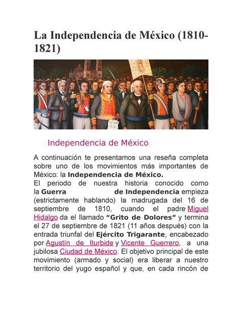 Fases E Historia De La Independencia De M Xico La Independencia De M Xico Studocu