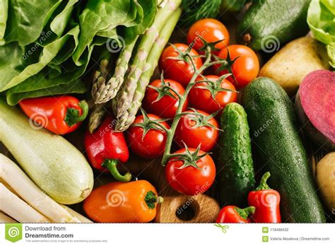 Closeup Of Different Fresh Tasty Vegetables Stock Photo Image Of