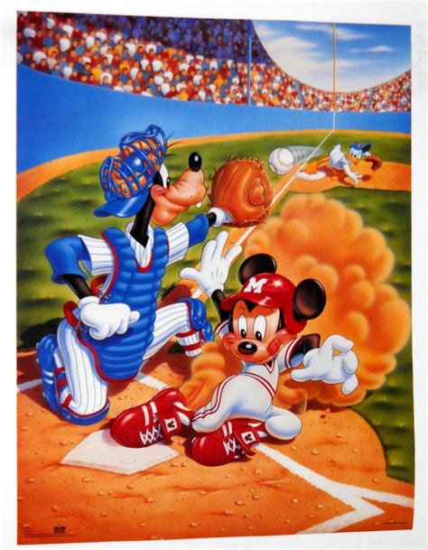 Mickey Mouse And Friends Baseball Poster Disney Donald Duck Goofy Disney