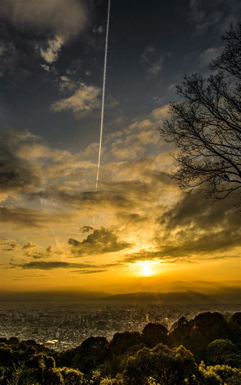 Sunset Horizon Clouds City Portrait Display Wallpapers Hd Desktop