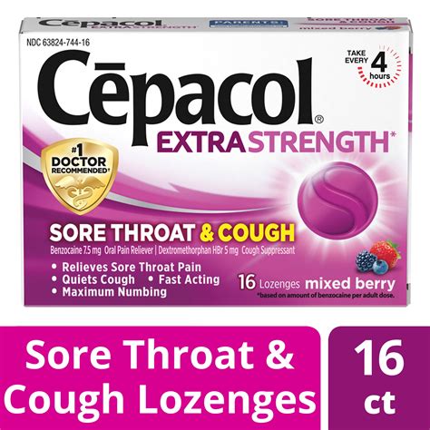 Cepacol Extra Strength Sore Throat And Cough Relief Lozenges 16 Count