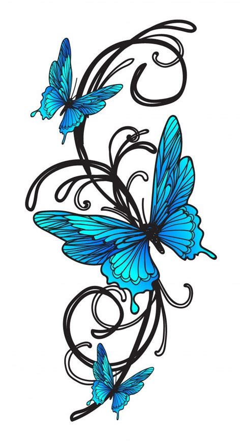 Tatuaż Motyl Premium Wektor Colorful Butterfly Tattoo Butterfly