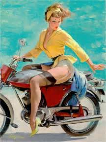 S Pin Up Girl Skirting The Issue Motorcycle Picture Poster Print