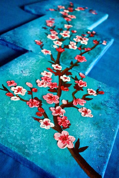 Abstract Cherry Blossom Oil Painting Painting By Shraddha Tiwari Fine