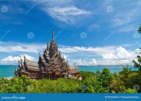 The Wood Sanctuary Of Truth In Pattaya Stock Image Image Of Monument