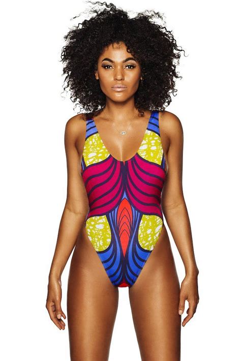Reversible Black African Print Swimsuit Print Swimwear Backless Swimwear