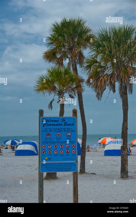 Welcome Sign To Clearwater Beach Florida Stock Photo Alamy