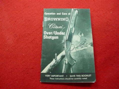 Vintage Browning Citori Over Under Shotgun Manual Factory Original Nice Ebay