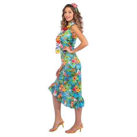 Adult Ladies Hawaiian Fancy Dress Costume Hula Luau Lei Flower Beach Party Ebay