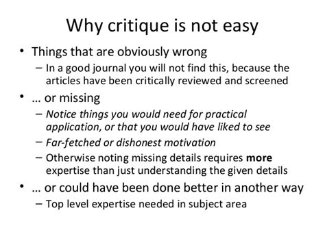 Apa format article critique follows a clear structure if you want to quote a certain part of the paper, you need to include the page name at the end. Research article critique presentation