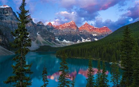 Обои Озеро горы лес деревья Канада 1920x1200 Hd Изображение