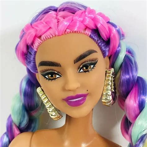 New Barbie Extra 19 African American Articulated Nude Long Brown And Hot Pink Hair 19 99 Picclick