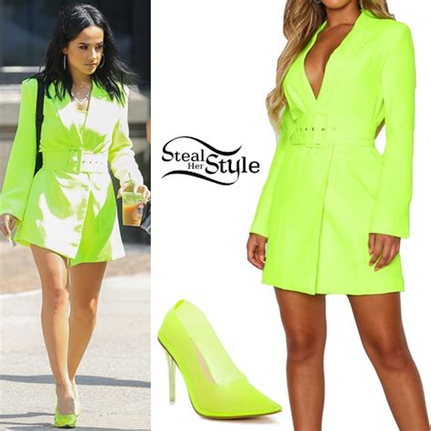 becky g neon green blazer and pumps steal her style