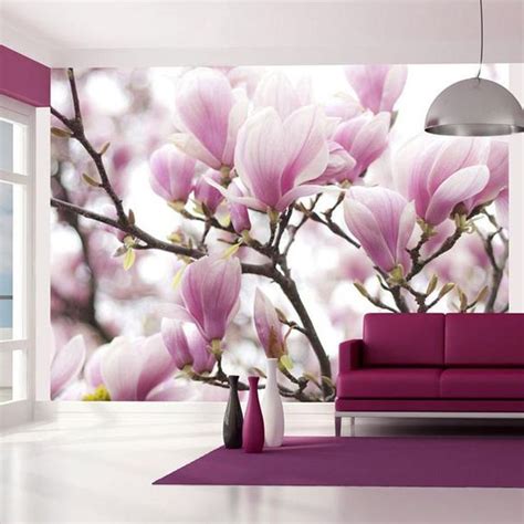 Magnolia Flower Mural Wallpaper And Perspective Design 3d Wallpaper