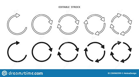 Set Of Circle Arrow Vector Icons Stock Vector Illustration Of